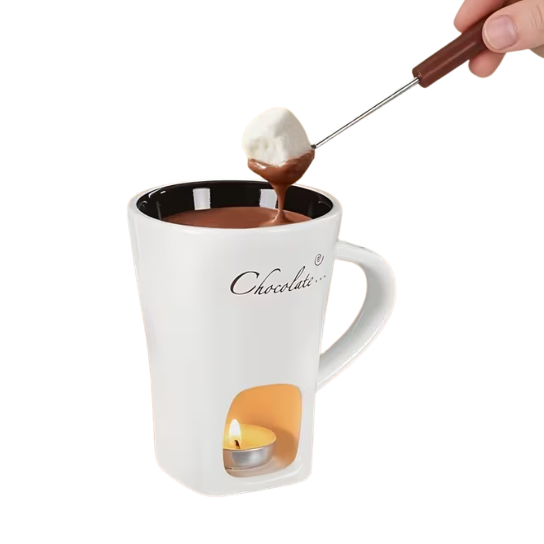 Globetrek° FondueMug – Keramik Elegant Chokolade Fondue Krus Med Omrører