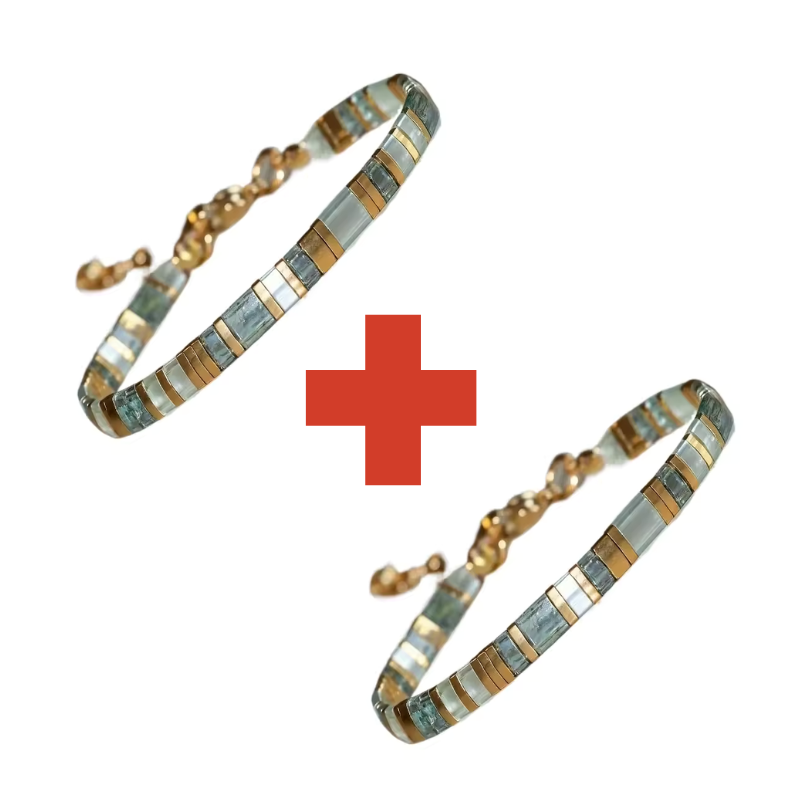 Jewelance™ TileBracelet 1+1 GRATIS: Statement Ocean Teal Morse Kode Flise Armbånd