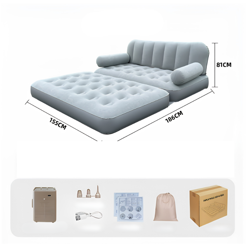 UltiFurni® RestLounge: Konvertibel 2-i-1 Hurtig Opsætning Oppustelig Rest Lounge Sofa Seng
