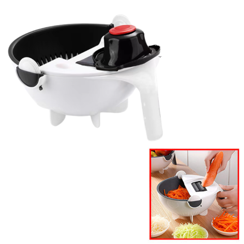 Globetrek° KitchenSlicer - Multifunktionel Køkken Skærer Med Kurv Dræner