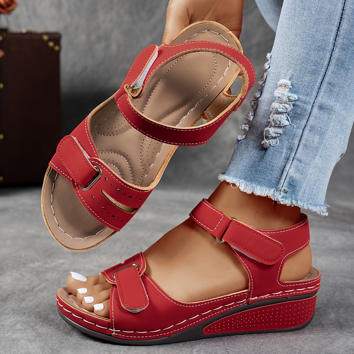 Happy™ LowWedge: Casual Komfortable Lavhælede Wedge Sandaler