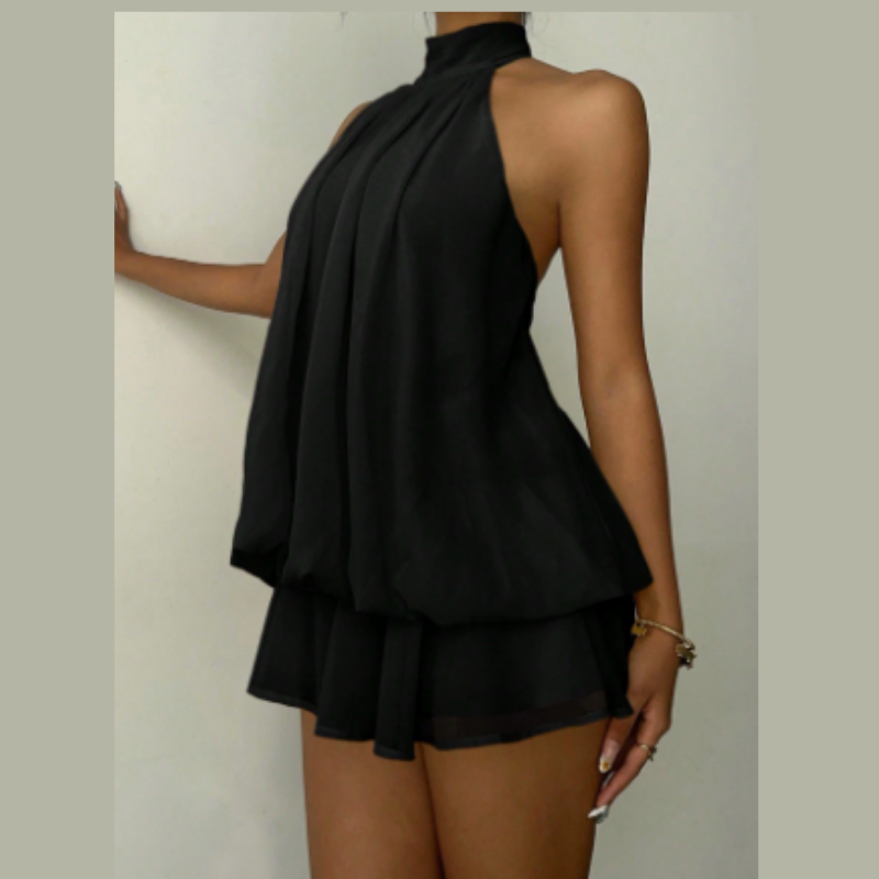 Icone™ GlamDress: Elegant Grime Hals I lag Design Mini Glam Kjole