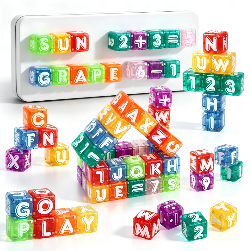 Kletshuts™ MagneticAlphabet  - Kreativ Alfabet Og Tal Magnetiske Byggeklodser Sæt