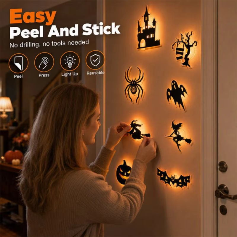 Ledsen™ HalloweenLights 1+1 GRATIS - Halloween LED Skræl Og Stok Vægdekoration Lys