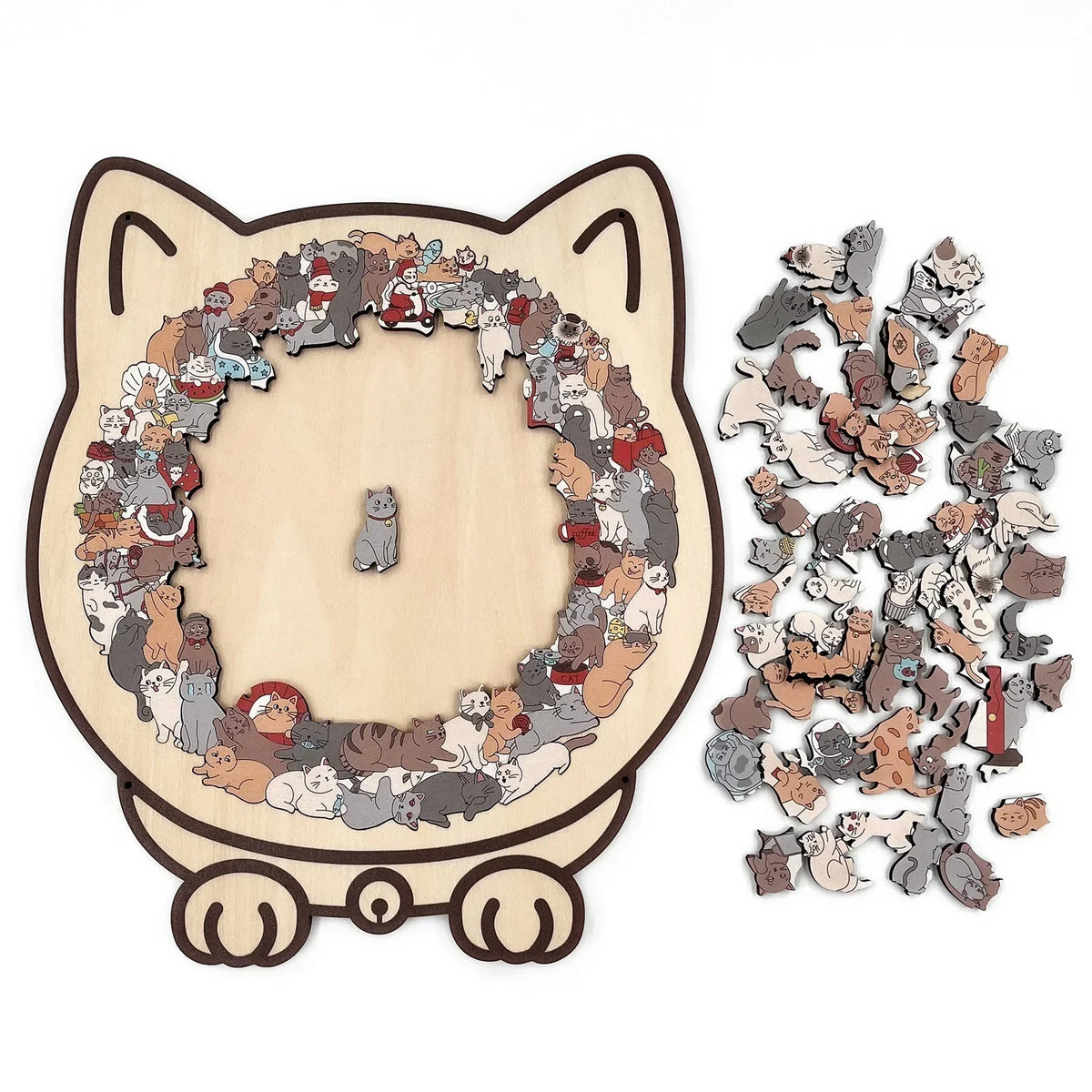 Kletshuts™CatPuzzle: Unik Kat Puslespil Farverig Træ Dyr Stiksav