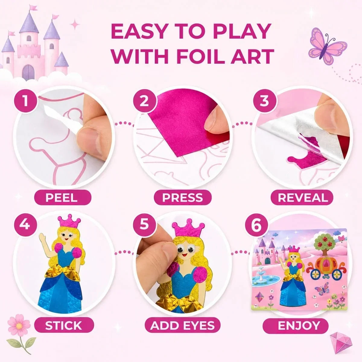 Kletshuts™ FoilArt: DIY Aktivitetshåndværk Magisk Folie Kreativ Kunst Sjov Sæt