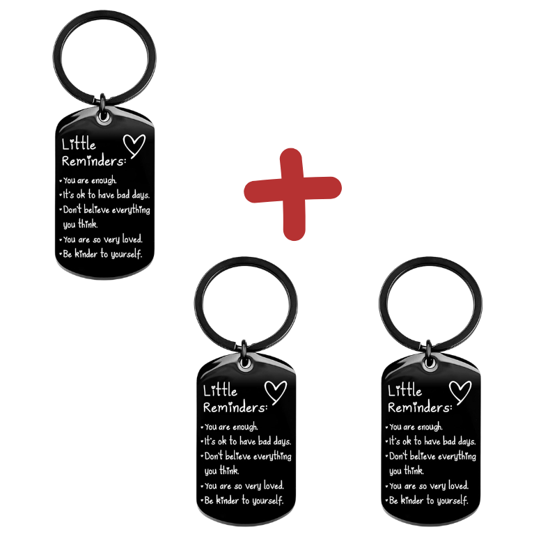 ReminderKeychain 1+2 GRATIS: Minimalistisk Graveret Inspirerende Reminder Nøglekæde