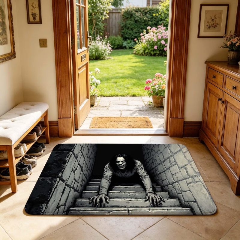 HalloweenRugs - Optisk Illusion Uhyggeligt Halloween Dørmåtte Tæpper