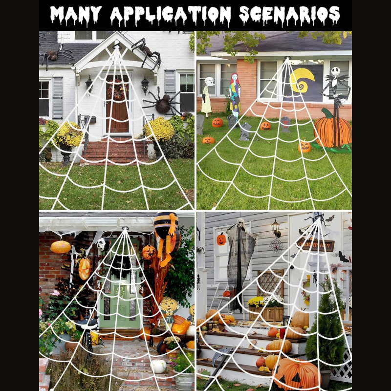 Ledsen™ HalloweenSpiderweb - Halloween Dekorationer Udendørs Belyst Spindelvæv