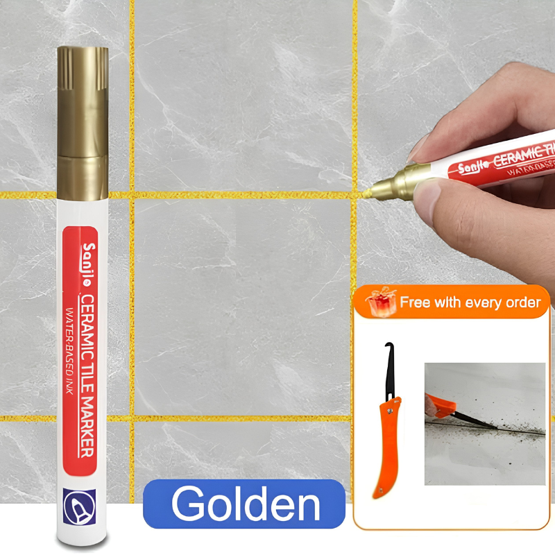 TileMarker 1+2 GRATIS - Anti-Muggs Keramisk Flise Joint Pen Markør Med Fugemasse Krogkniv