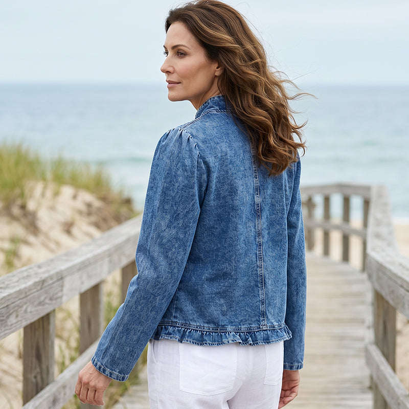 Icone™ RuffledJacket - Stilfuld Mode Rynket Denim Jakke