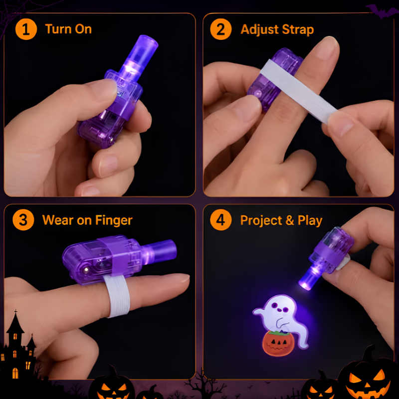 Kletshuts™ FingerLights - Sjove Ferietemaer Fingerprojektor Lys