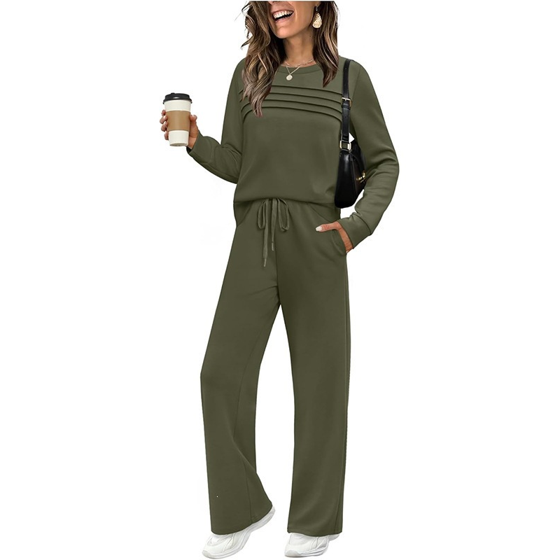 Icone™ CozyOutfit - Komfortabel Langærmet Top Og Bukser Snøre Outfit Sæt