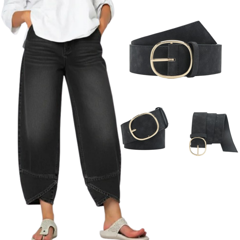 Icone™ UniqueJeans: Unik Asymmetrisk Type Bredbenet Jeans