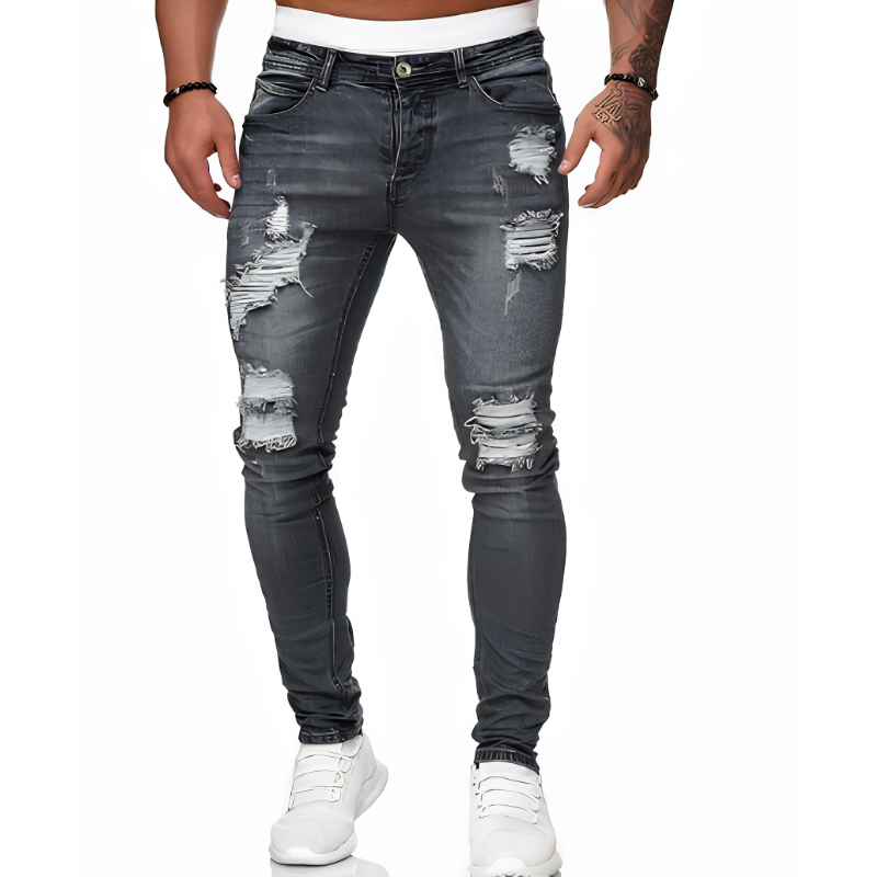 Icone™ RippedJeans: Mænd Stilfulde Mager Rippet Jeans