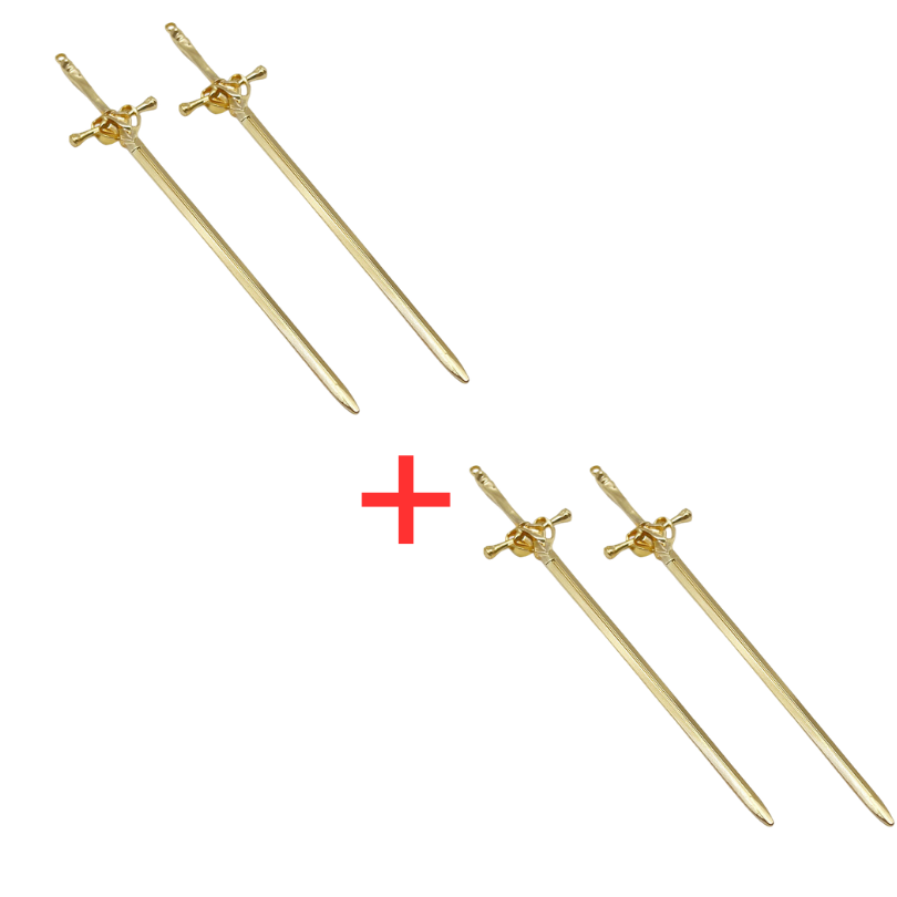 Rose® SwordHairpin 2+2 GRATIS: Gotisk Stil Sværd Hårknop Nål Tilbehør