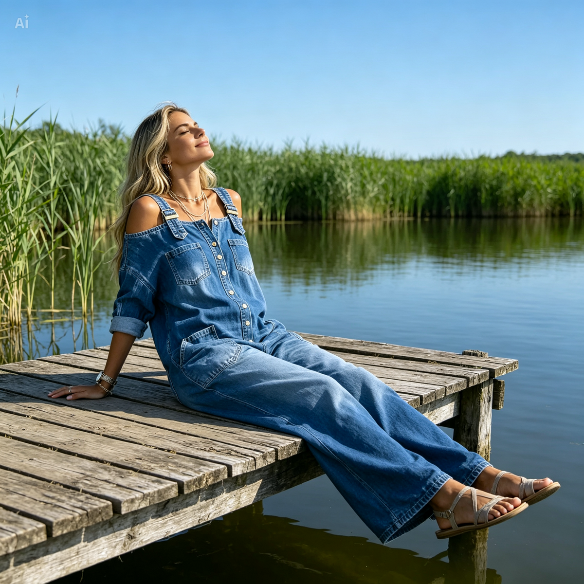 Icone™ DenimJumpsuit - Komfortabel Klassisk Løs Pasform Denim Jumpsuit