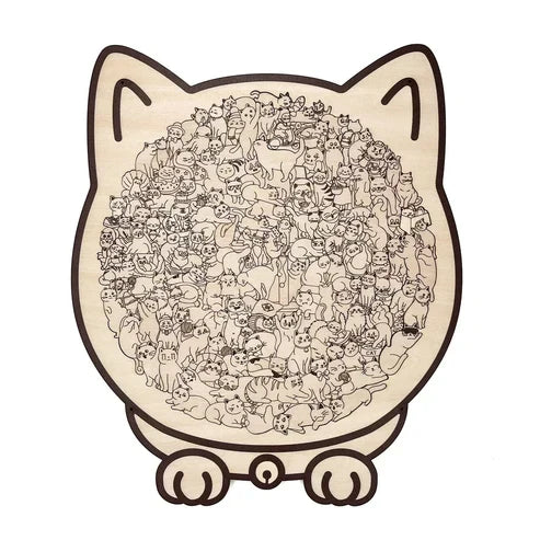 Kletshuts™CatPuzzle: Unik Kat Puslespil Farverig Træ Dyr Stiksav