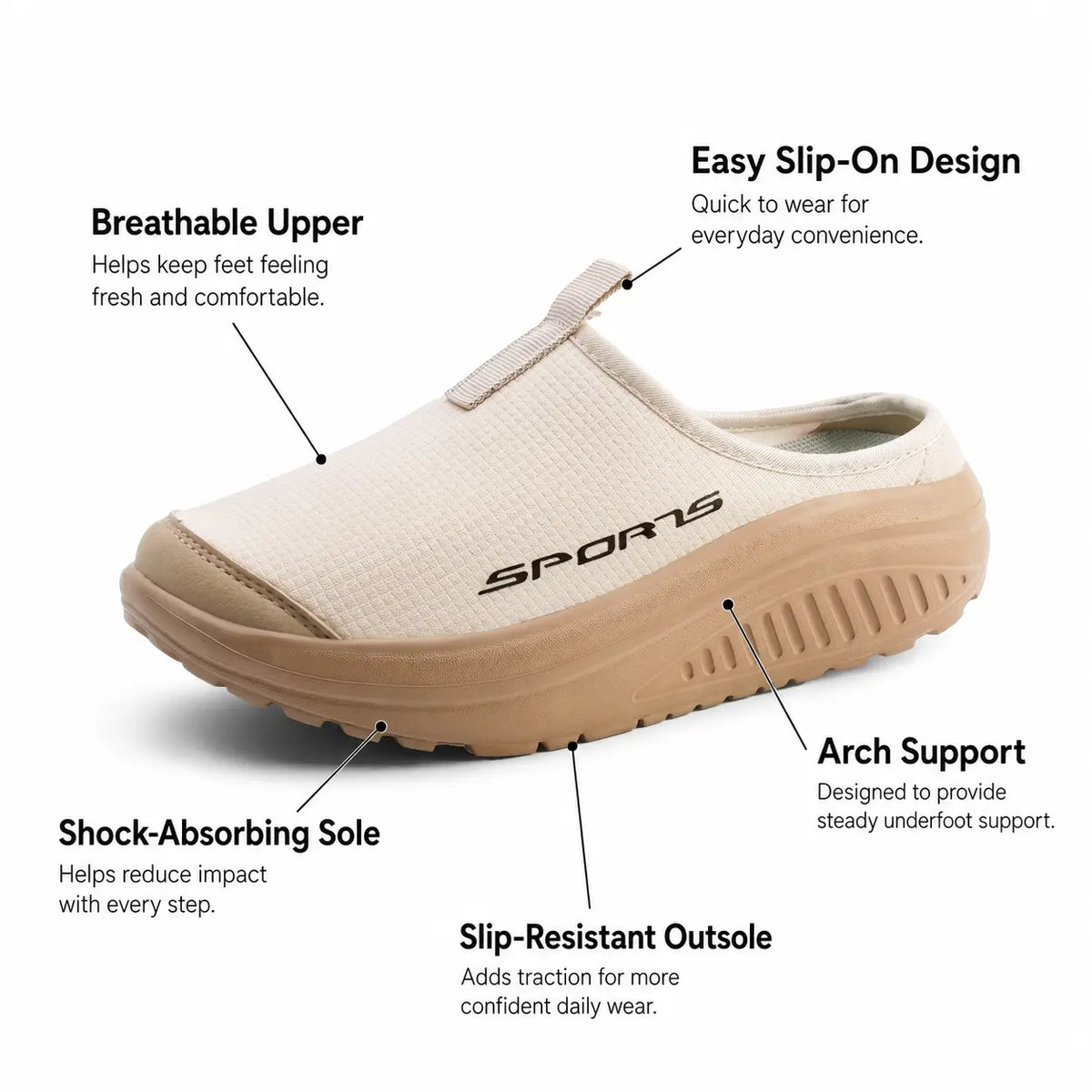 Ortopædiske slip-on hjemmesko med lukket tå til damer