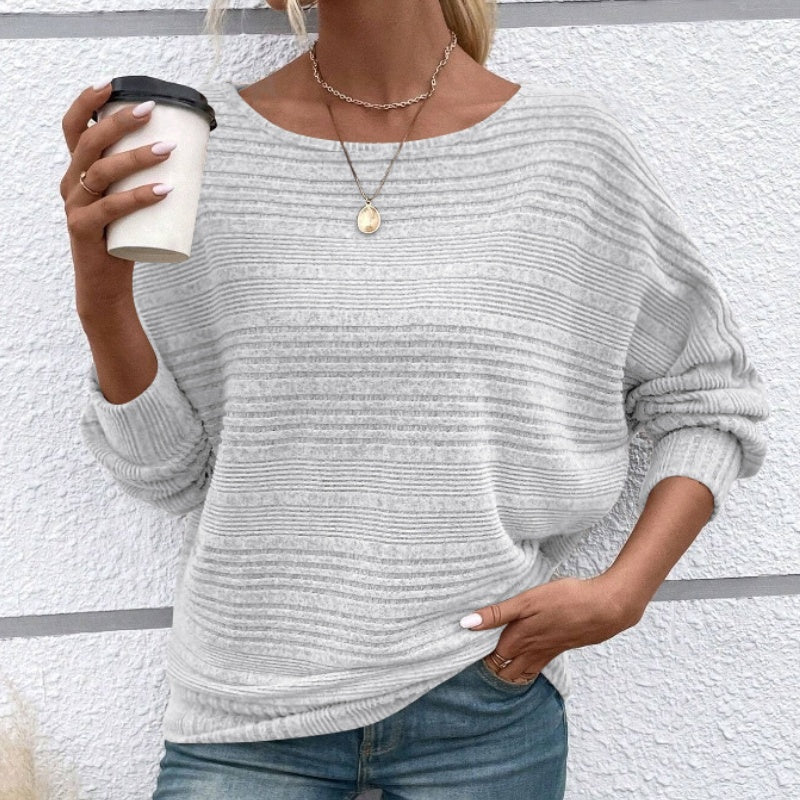 Icone™ CasualLongsleeves: Afslappet Pasform Stilfuld Stribet Flagermusemønster Afslappet Langærmet Top