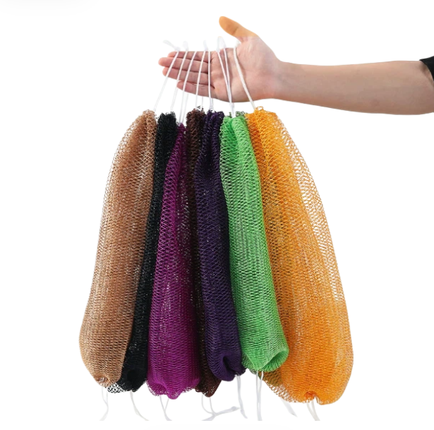 Elastisk nylon eksfolierende rygvaskeklud