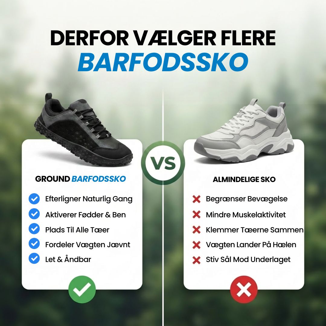 Ground – minimalistiske barfodssko med tynd sål – Sort