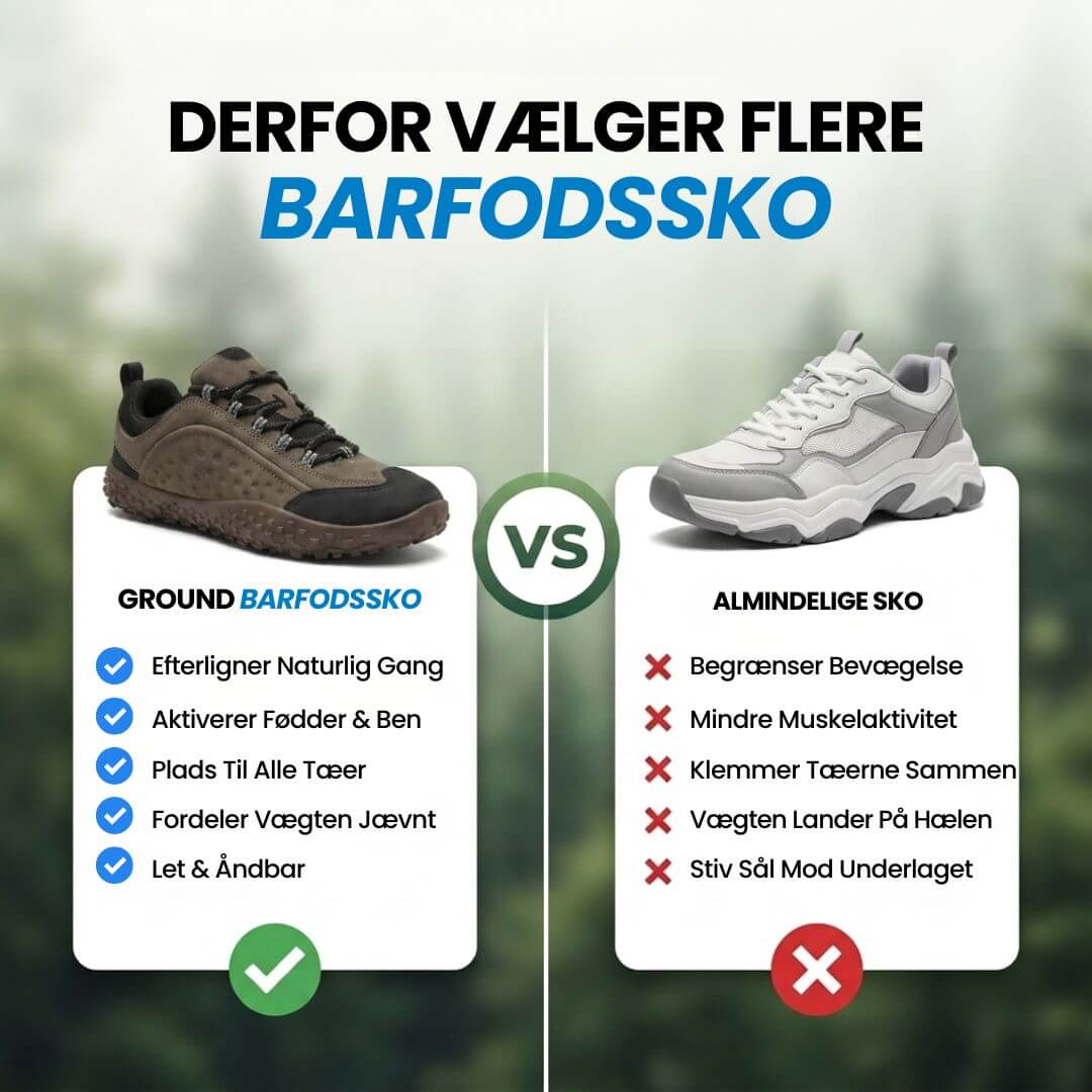 Ground – minimalistiske barfodssko med tynd sål – Brun
