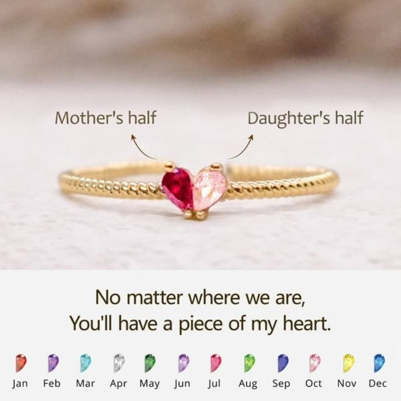Jewelance™ HeartBirthstone - Tilpasset Mini Hjerte Fødselssten Justerbar Mode Ring