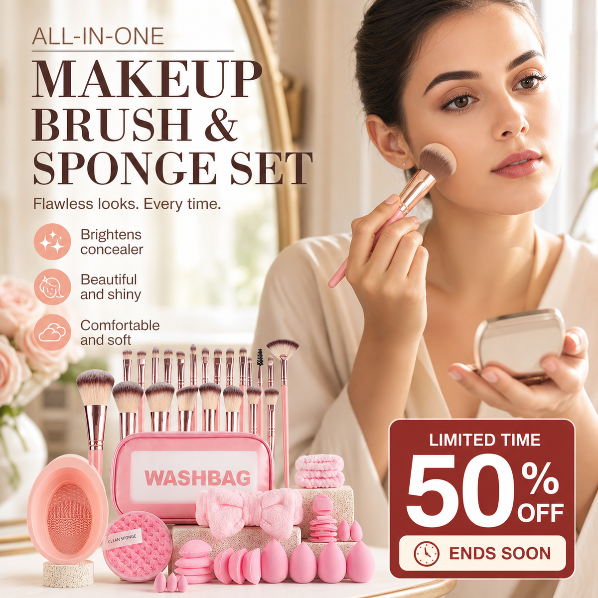 MakeupTools - Komplet Makeup Kit Kosmetiske Pensler og Blandingsværktøjer Sæt