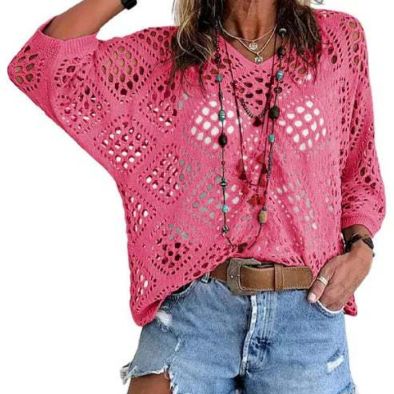 Icone™ CrochetCoverup: Bohemsk Sommer Mid-Længde Ærme Coverup