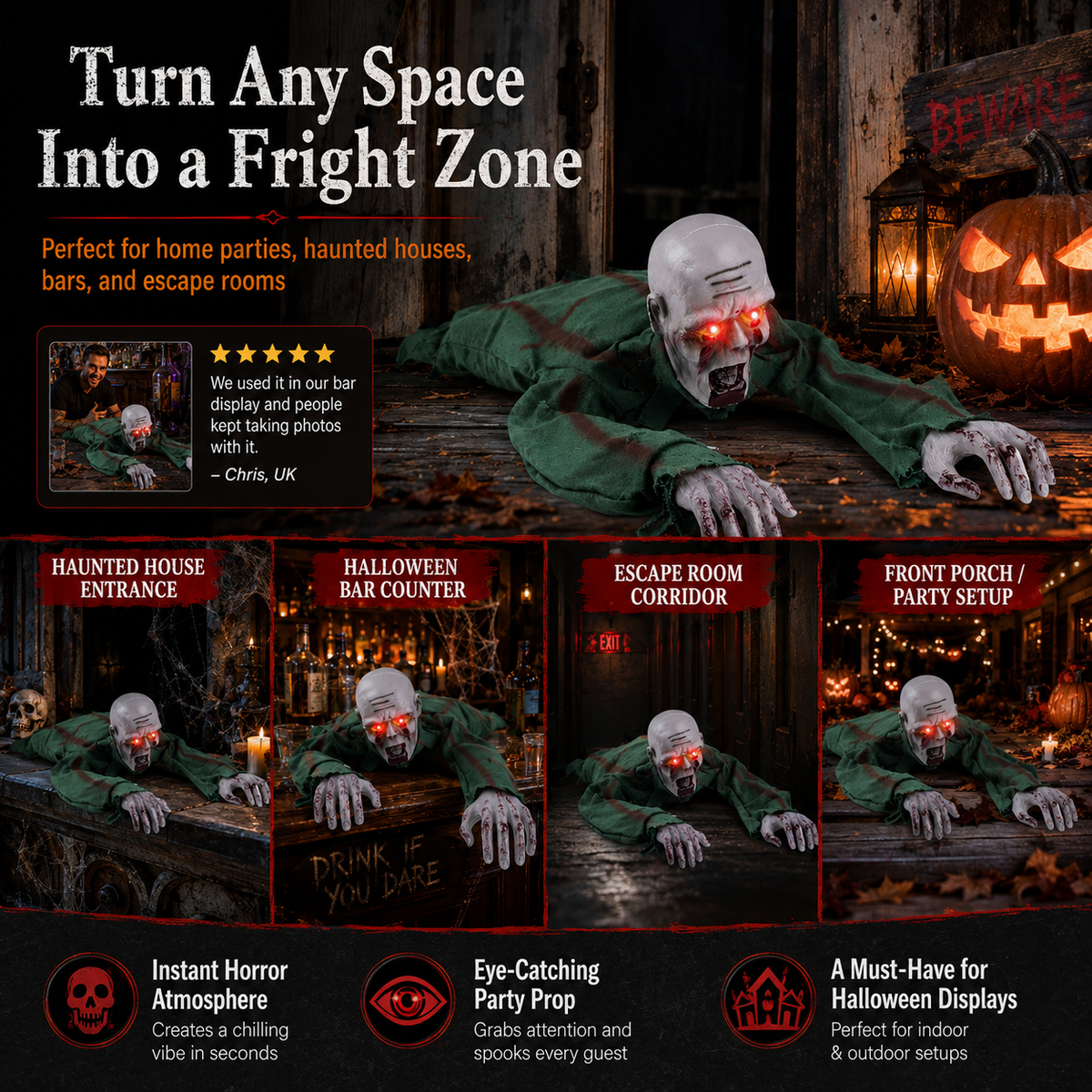ZombieProp - Spooky Zombie Halloween Trick or Treat Dekoration