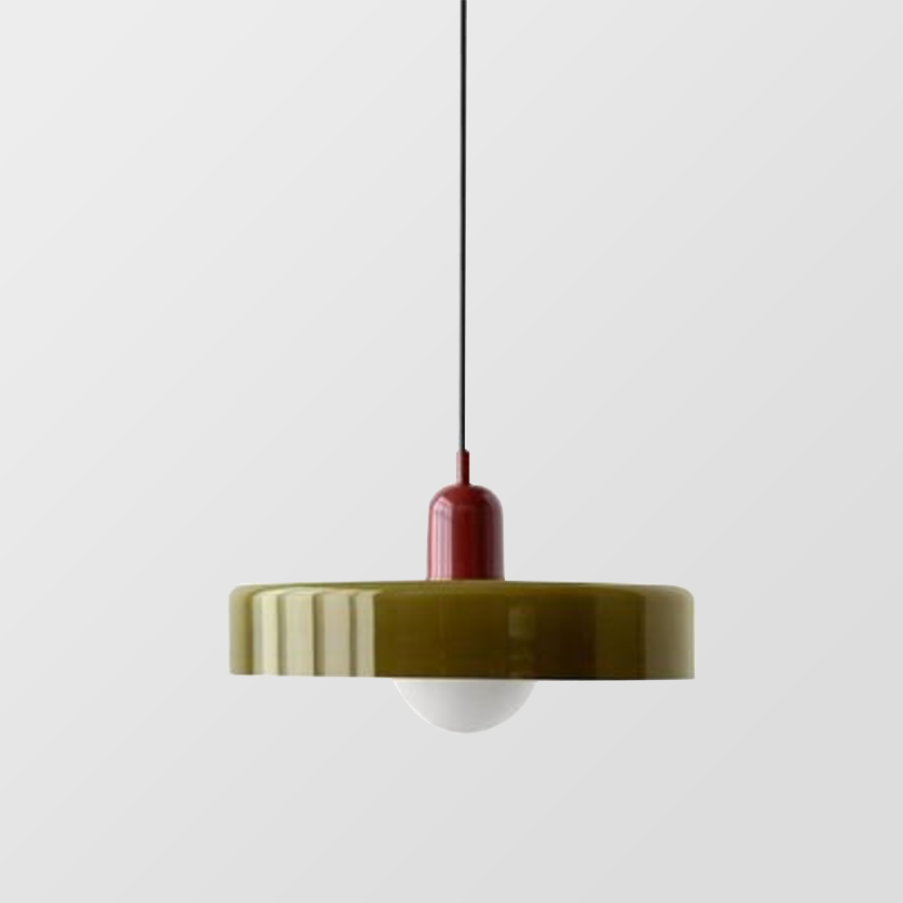 Bauhaus-pendel i farvet glas – design