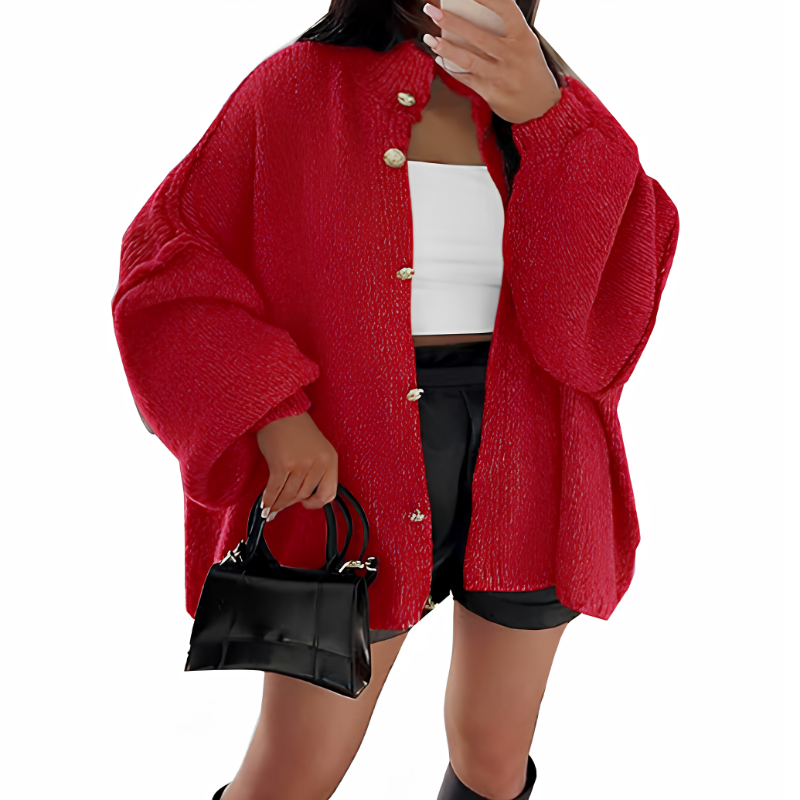 Icone™ CozyCardigan - Hyggeligt Strikket Høj Hals Overdimensioneret Cardigan