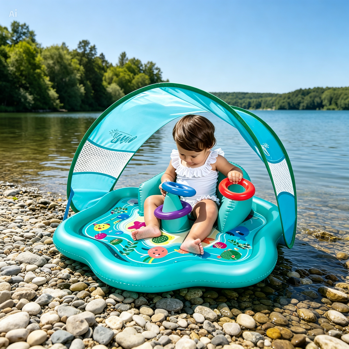 Kletshuts™ WaterMat - Oppustelig Baby Plaske Vandlegemåtte Med Solsejl