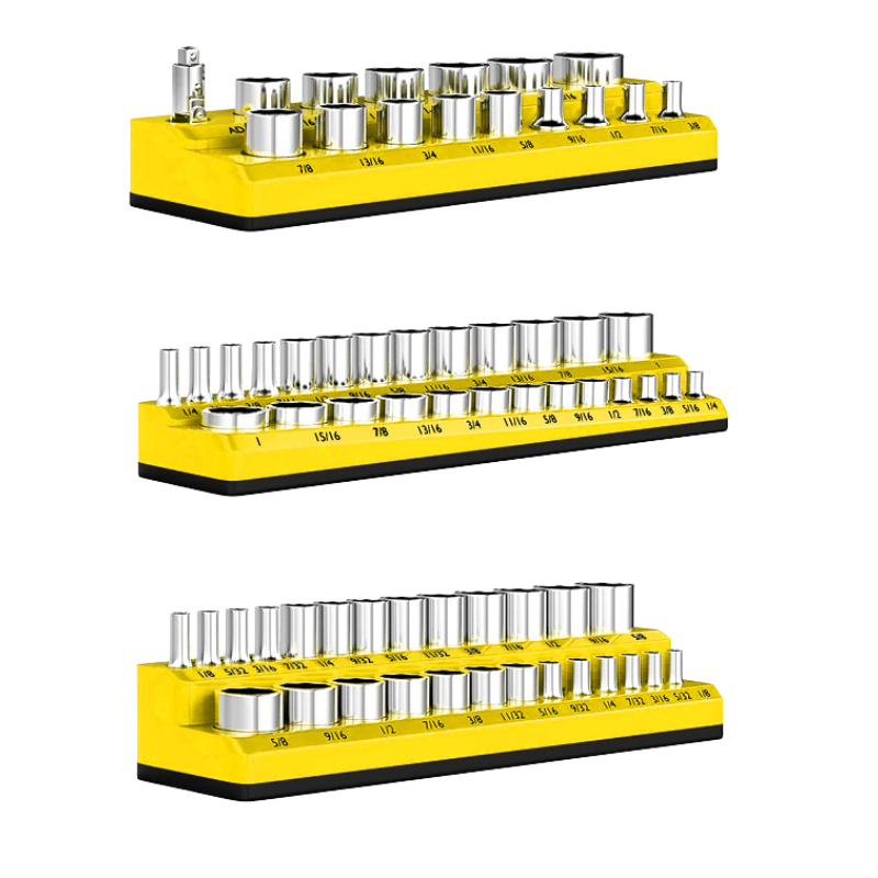 GlideHold® MagneticSocket - Tre-Delt Magnetisk Socket Arrangør Sæt