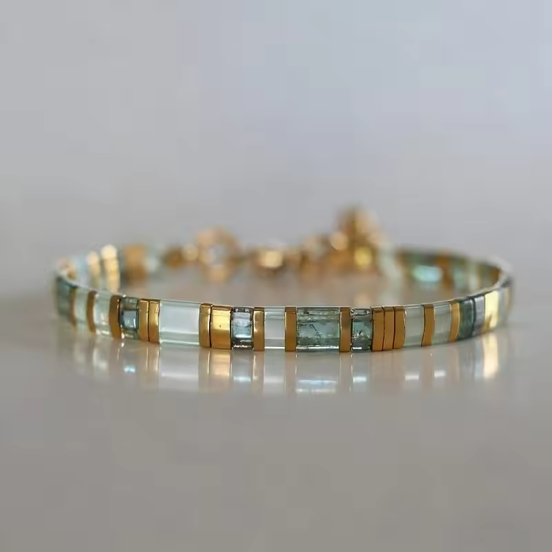 Jewelance™ TileBracelet 1+1 GRATIS: Statement Ocean Teal Morse Kode Flise Armbånd
