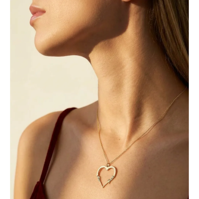 Jewelance™ CouplePendant: Tilpasset Navn Par Pendant Hjerte Halskæde