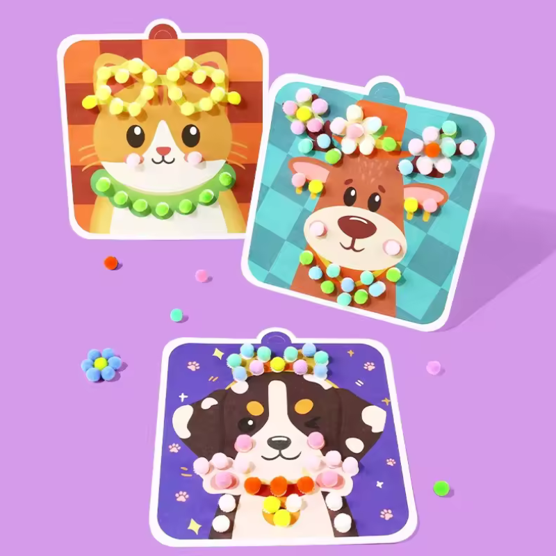 Kletshuts™ PompomKit – DIY 3D Kunst Dyr Fluffy Pom Poms Kit Til Børn