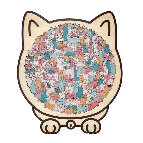 Kletshuts™CatPuzzle: Unik Kat Puslespil Farverig Træ Dyr Stiksav