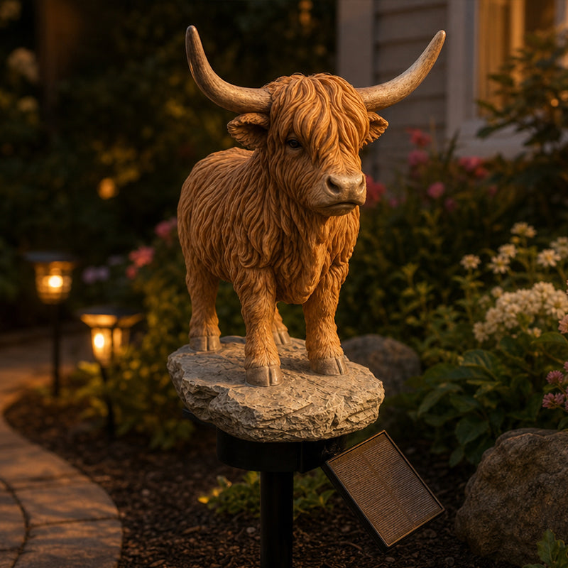 Ledsen™ CowLight - Solenergi Highland Cow Ornament Have Lys
