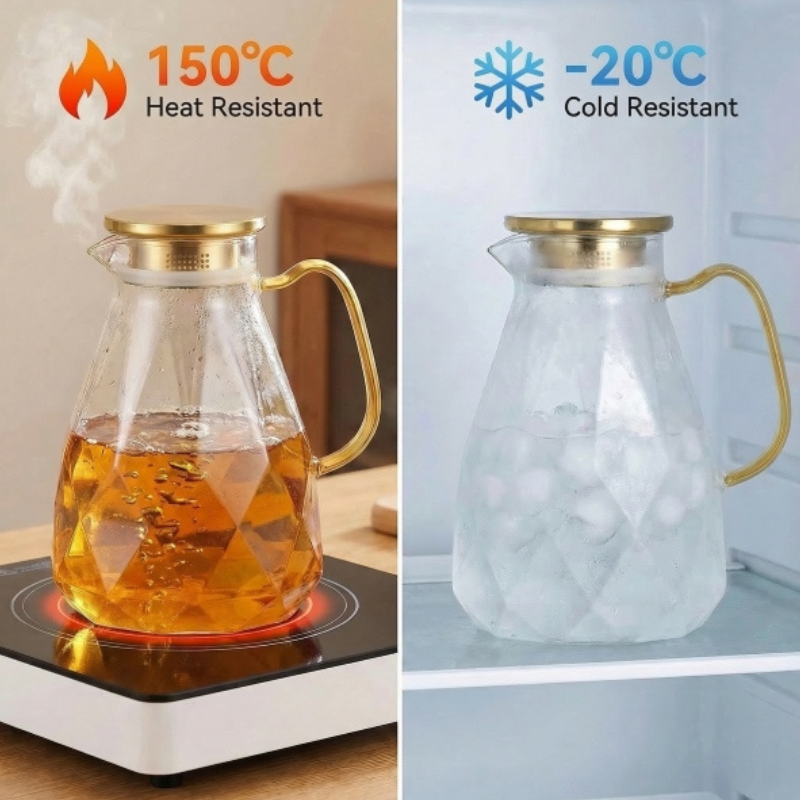 Globetrek° GlassPitcher - Elegant Glas Diamantmønster Kande
