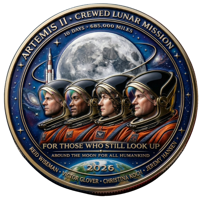TributeCoin 1+2 GRATIS - Artemis II Månemission Hyldest Mønt