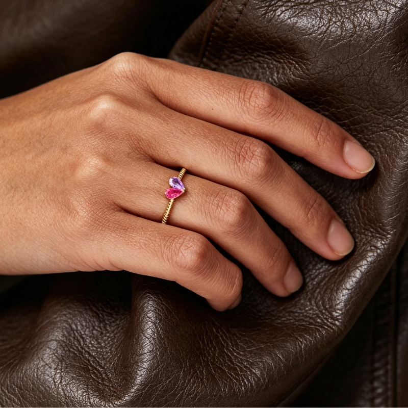 Jewelance™ HeartBirthstone - Tilpasset Mini Hjerte Fødselssten Justerbar Mode Ring
