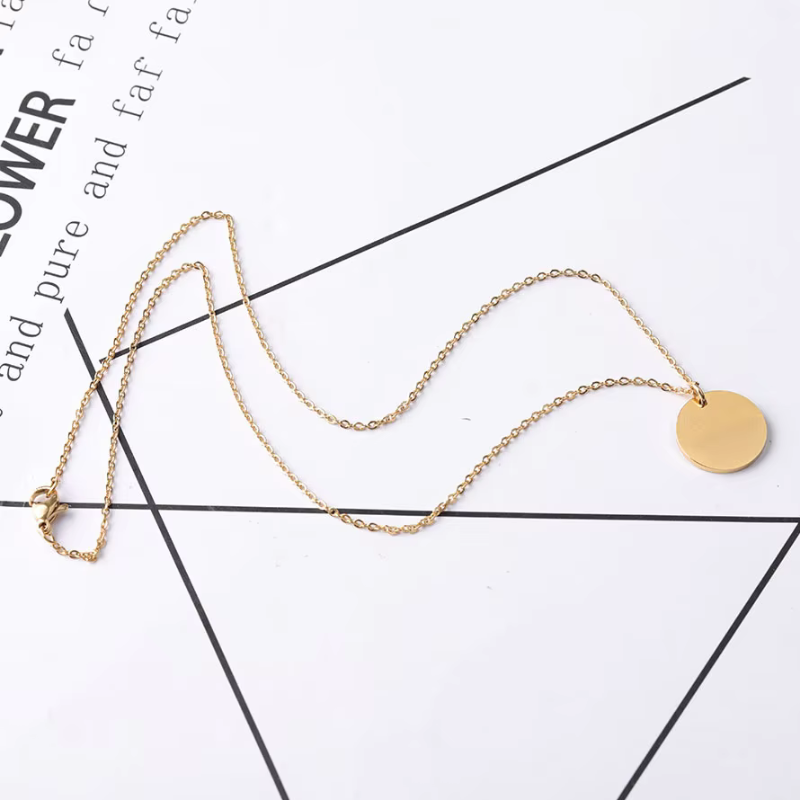 Jewelance™ DiscPendant - Minimalistisk Disc Vedhæng Indgraveret Navn Mode Halskæde