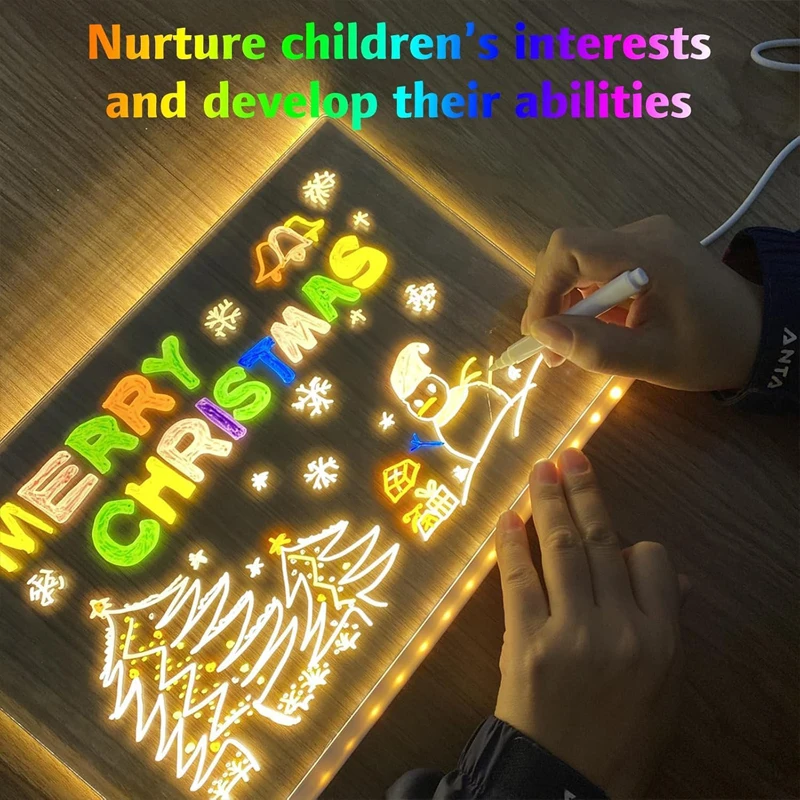 Kletshuts™ NoteBoard: LED-Lampe Akryl Note- Og Tegnebræt