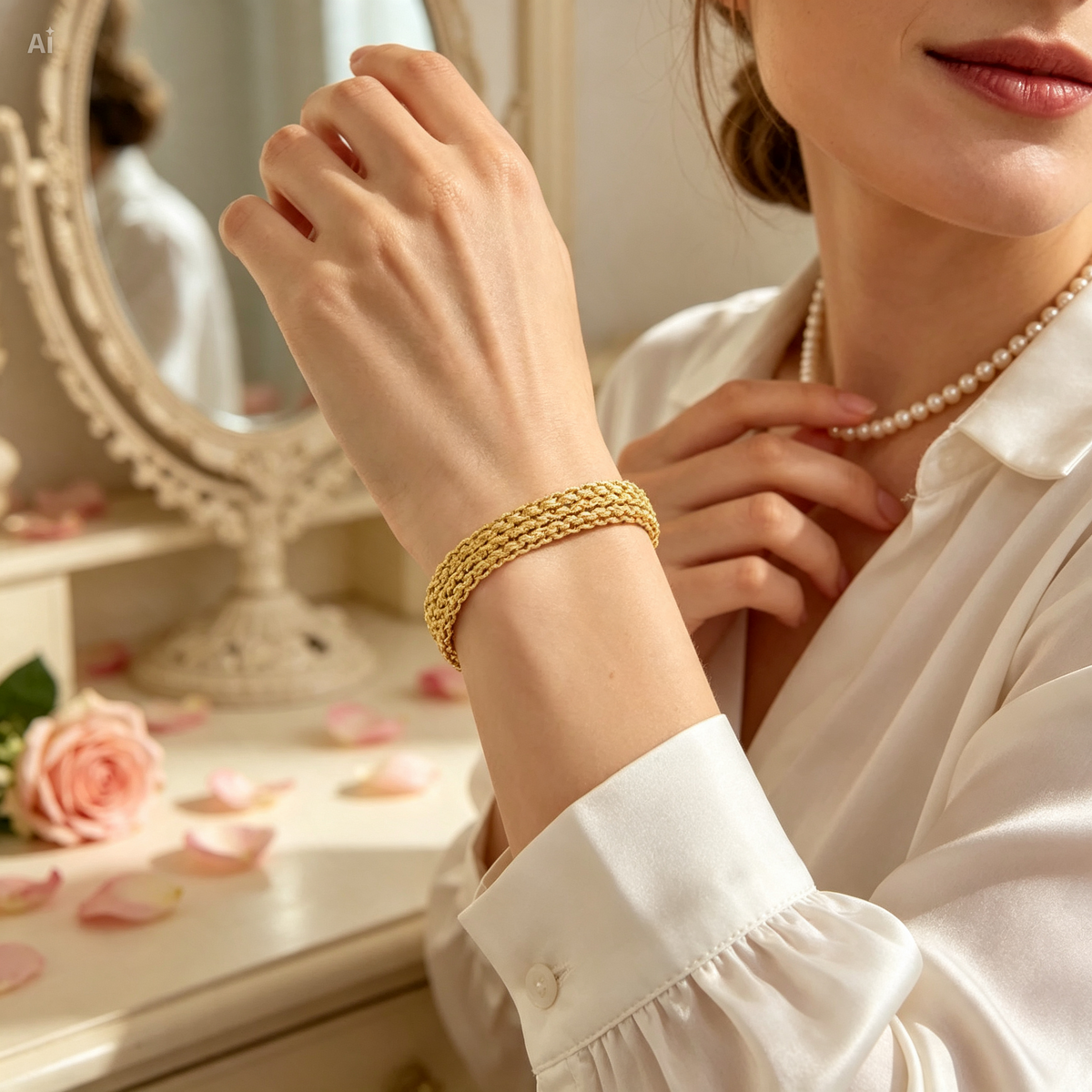 Jewelance™ MeshBangle: Vævet Kobber Mesh Kæde Bangle Armbånd