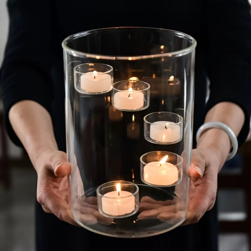 CandlelightGlass - Elegant Flydende Mini Stearinlys Glas Holder
