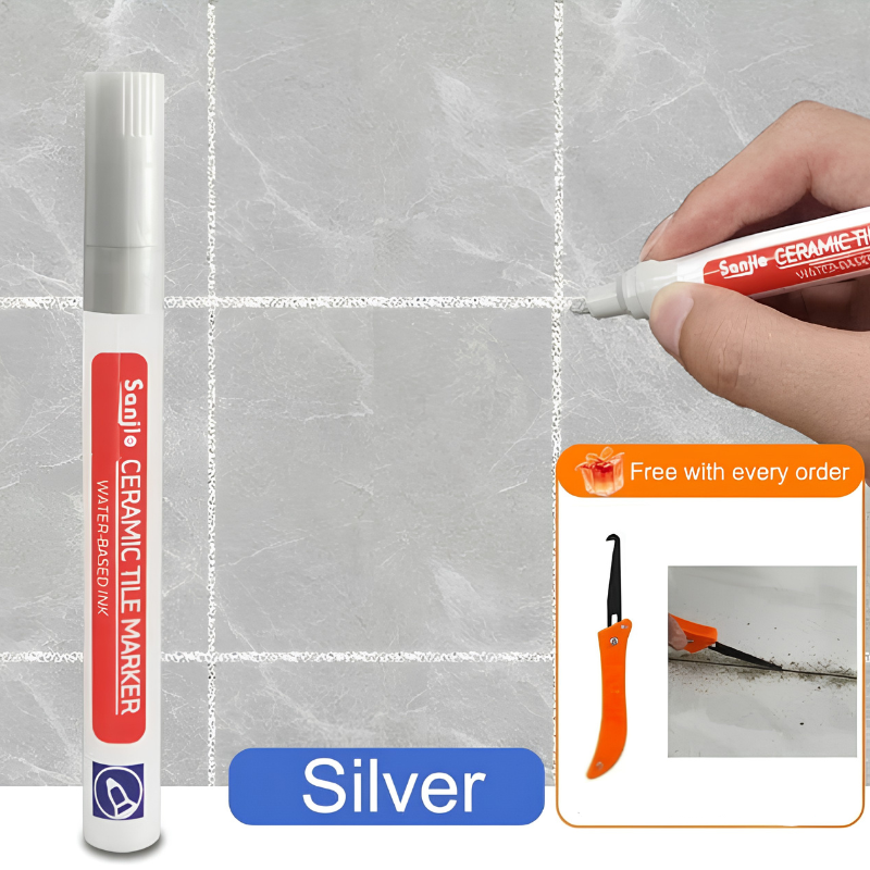 TileMarker 1+2 GRATIS - Anti-Muggs Keramisk Flise Joint Pen Markør Med Fugemasse Krogkniv