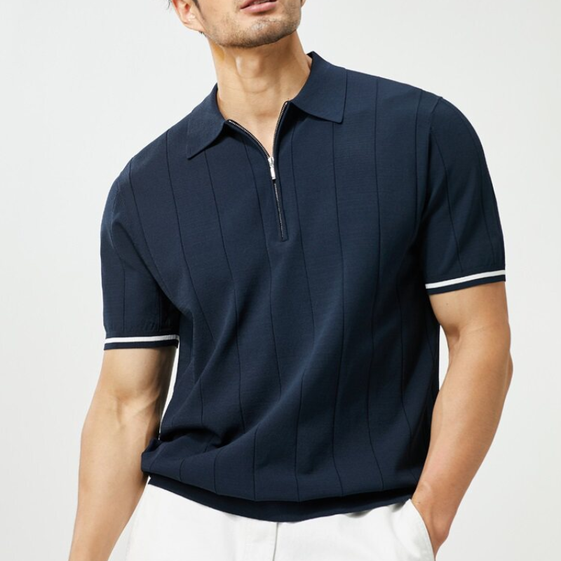 Icone™ CuffPolo - Herre Stilfuld Halv Zip Cuff Polo Skjorte