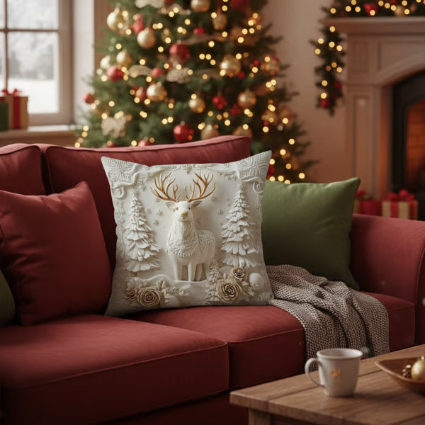ChristmasCovers – Præmie Elegant Hvid Pude Jule Betræk